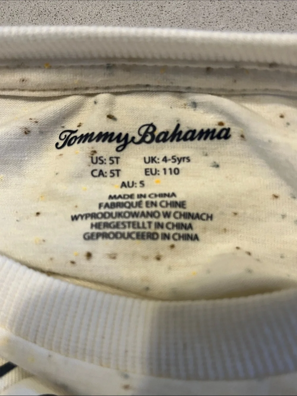 Tommy Bahama Cream Dino 'Built to Roam' Tee with Tan Shorts